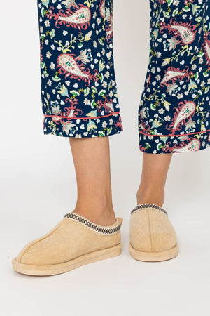 Carraig Donn Suedette Mule Slippers in Beige