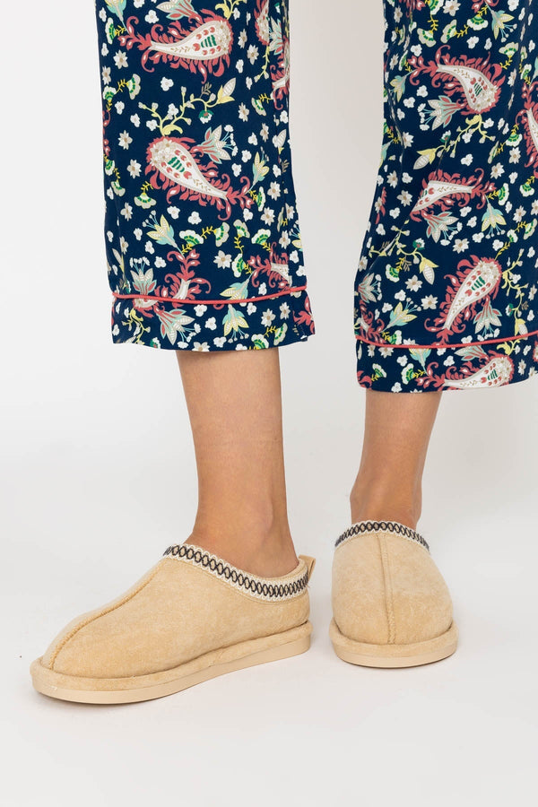 Carraig Donn Suedette Mule Slippers in Beige