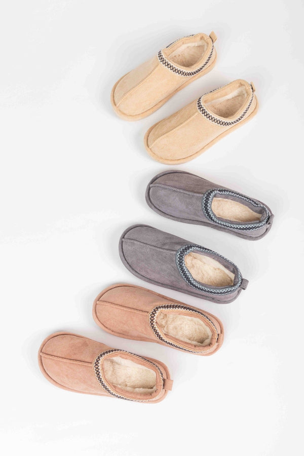 Carraig Donn Suedette Mule Slippers in Beige