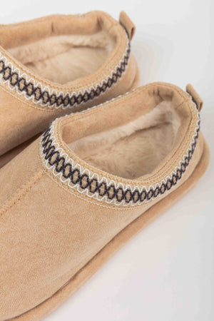 Carraig Donn Suedette Mule Slippers in Beige