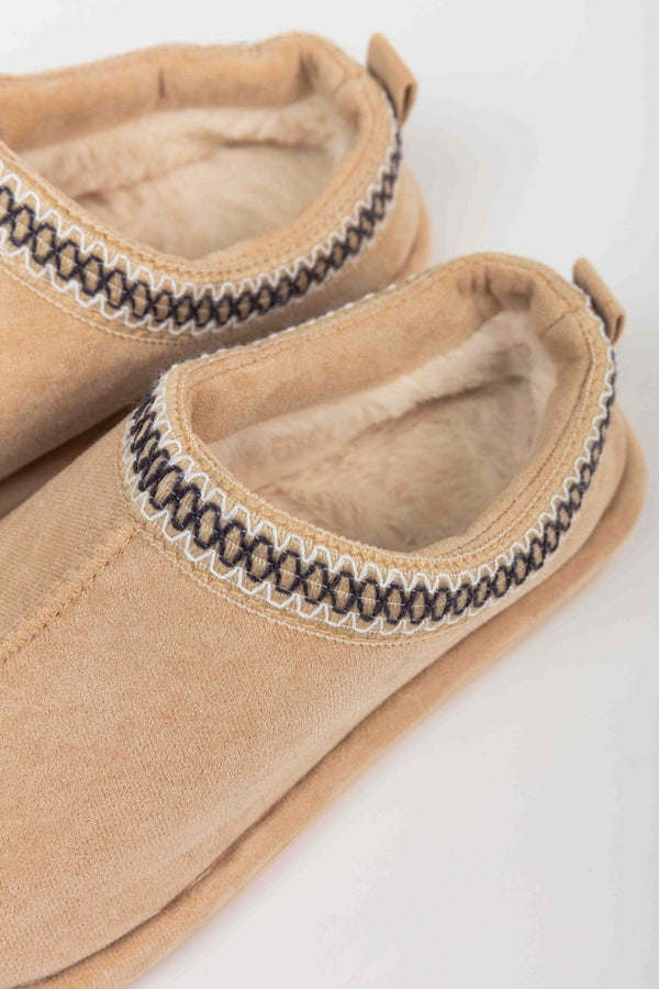 Carraig Donn Suedette Mule Slippers in Beige