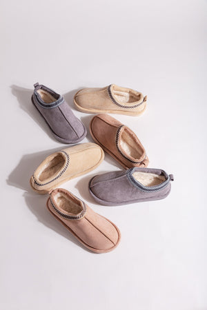 Carraig Donn Suedette Mule Slippers in Grey
