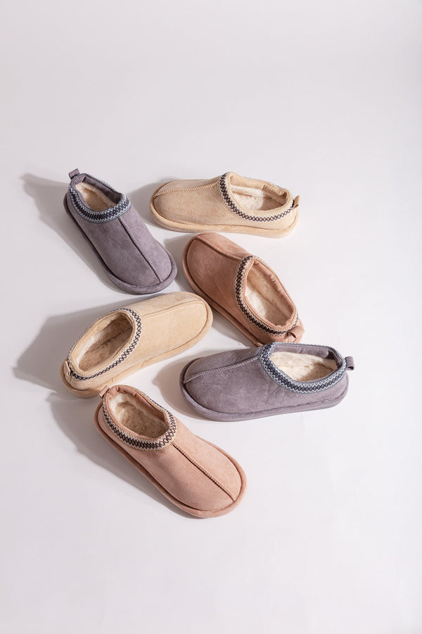 Carraig Donn Suedette Mule Slippers in Grey