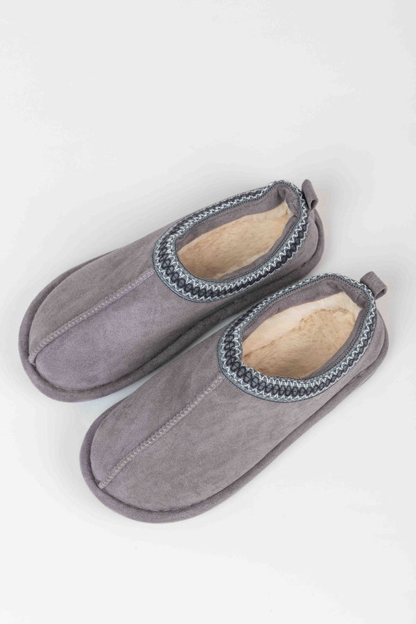 Carraig Donn Suedette Mule Slippers in Grey