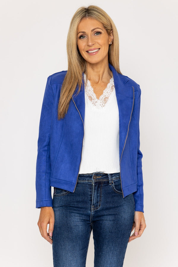 Carraig Donn Suedette Zip Jacket in Blue