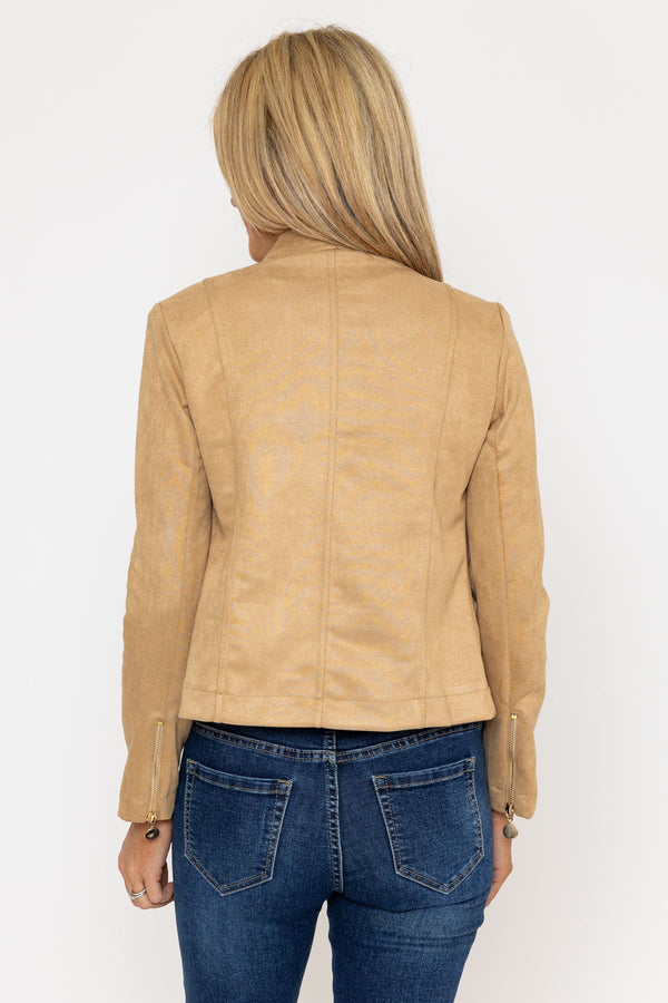 Carraig Donn Suedette Zip Jacket in Camel