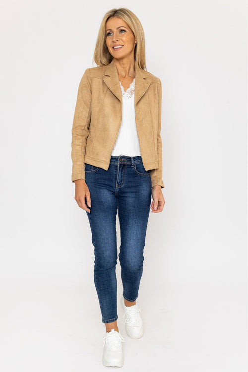 Carraig Donn Suedette Zip Jacket in Camel