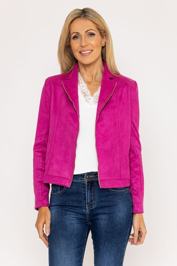 Carraig Donn Suedette Zip Jacket in Pink