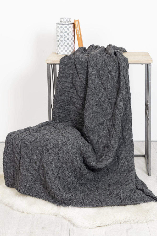 Carraig Donn Super Soft Merino Throw in Charcoal