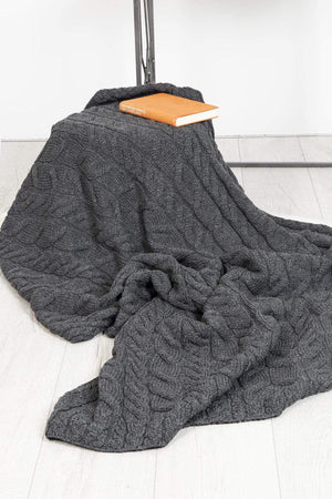 Carraig Donn Super Soft Merino Throw in Charcoal