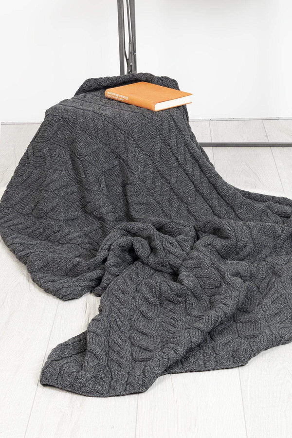 Carraig Donn Super Soft Merino Throw in Charcoal