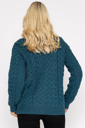 Carraig Donn Super Soft Merino Wool Cardigan in Teal
