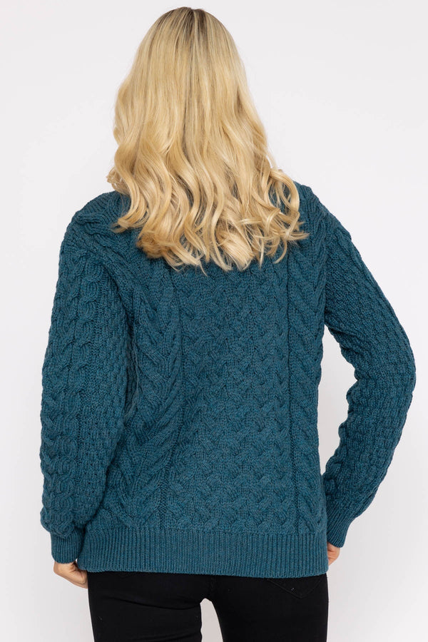 Carraig Donn Super Soft Merino Wool Cardigan in Teal