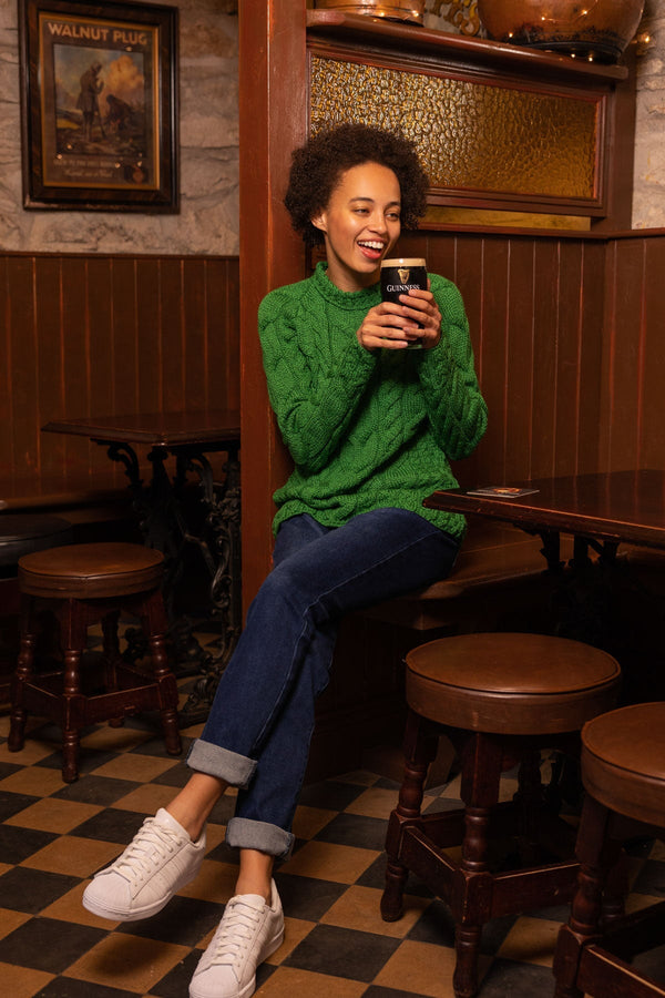 Carraig Donn Super Soft Raglan Sweater in Green