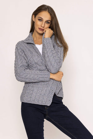 Carraig Donn Supersoft Merino Wool Women's Cardigan in Grey