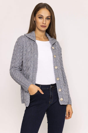Carraig Donn Supersoft Merino Wool Women's Cardigan in Grey
