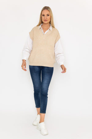 Carraig Donn Sweater Vest in Beige