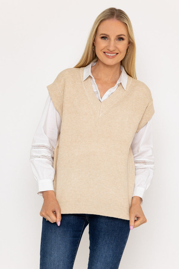 Carraig Donn Sweater Vest in Beige