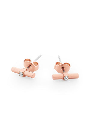 Carraig Donn T-Bar Bar Earrings in Rose Gold