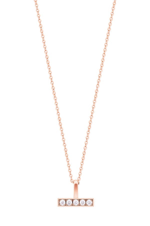 Carraig Donn T-Bar Cz Set Bar Pendant in Rose Gold