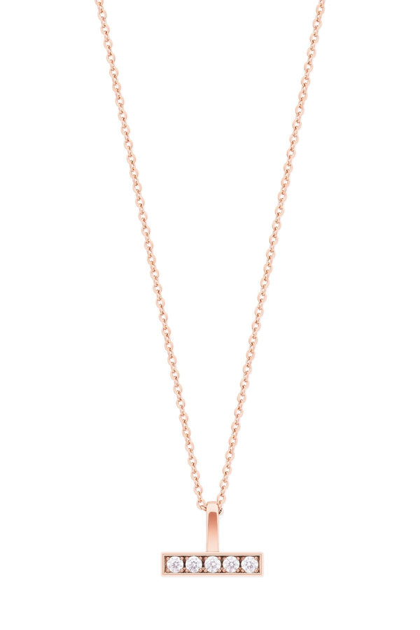 Carraig Donn T-Bar Cz Set Bar Pendant in Rose Gold
