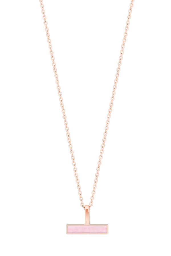 Carraig Donn T-Bar Pink Bar Pendant in Rose Gold