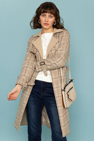 Carraig Donn Tan Check Trench Coat