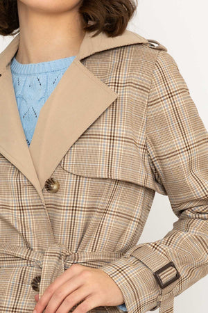 Carraig Donn Tan Check Trench Coat