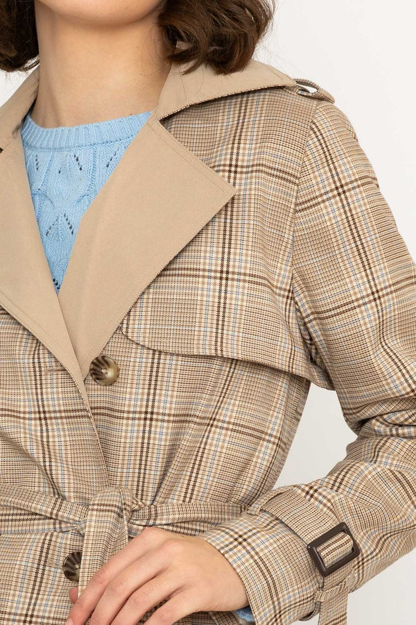 Carraig Donn Tan Check Trench Coat