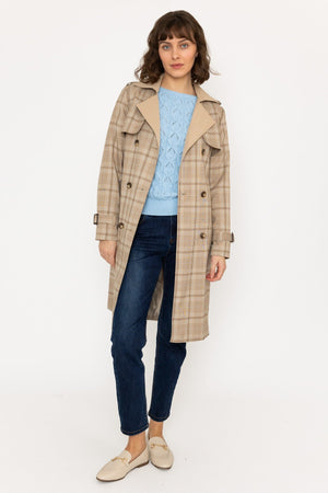 Carraig Donn Tan Check Trench Coat