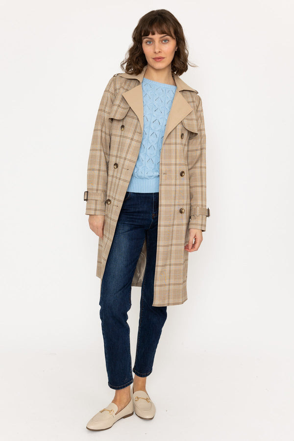 Carraig Donn Tan Check Trench Coat