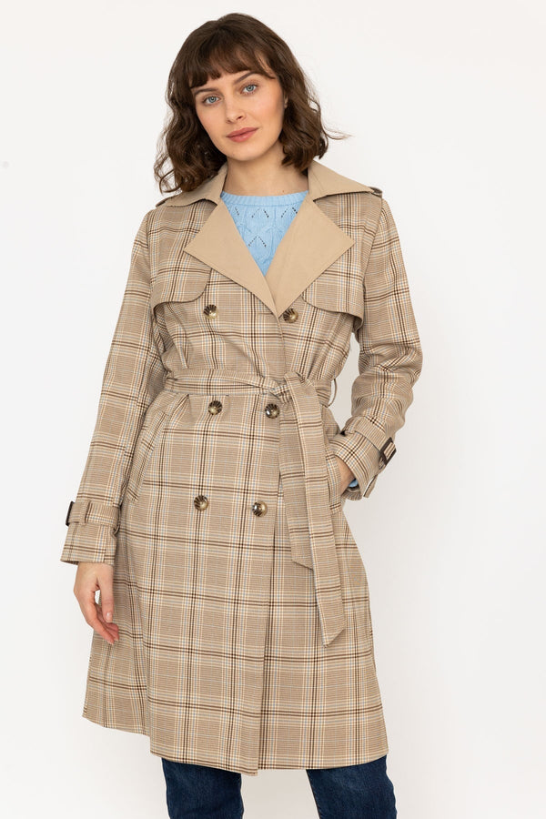 Carraig Donn Tan Check Trench Coat
