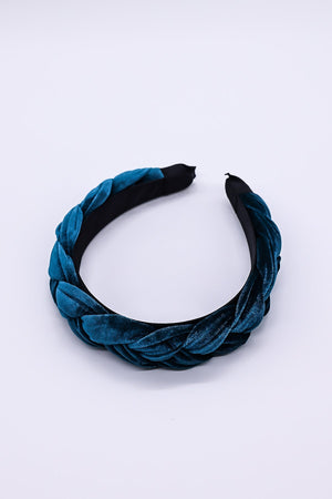 Carraig Donn Teal Velvet Plaited Hairband