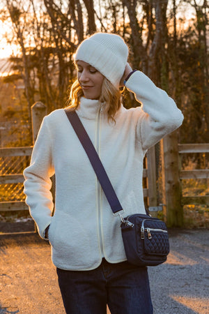 Carraig Donn Teddy Full Zip Jacket in Ecru