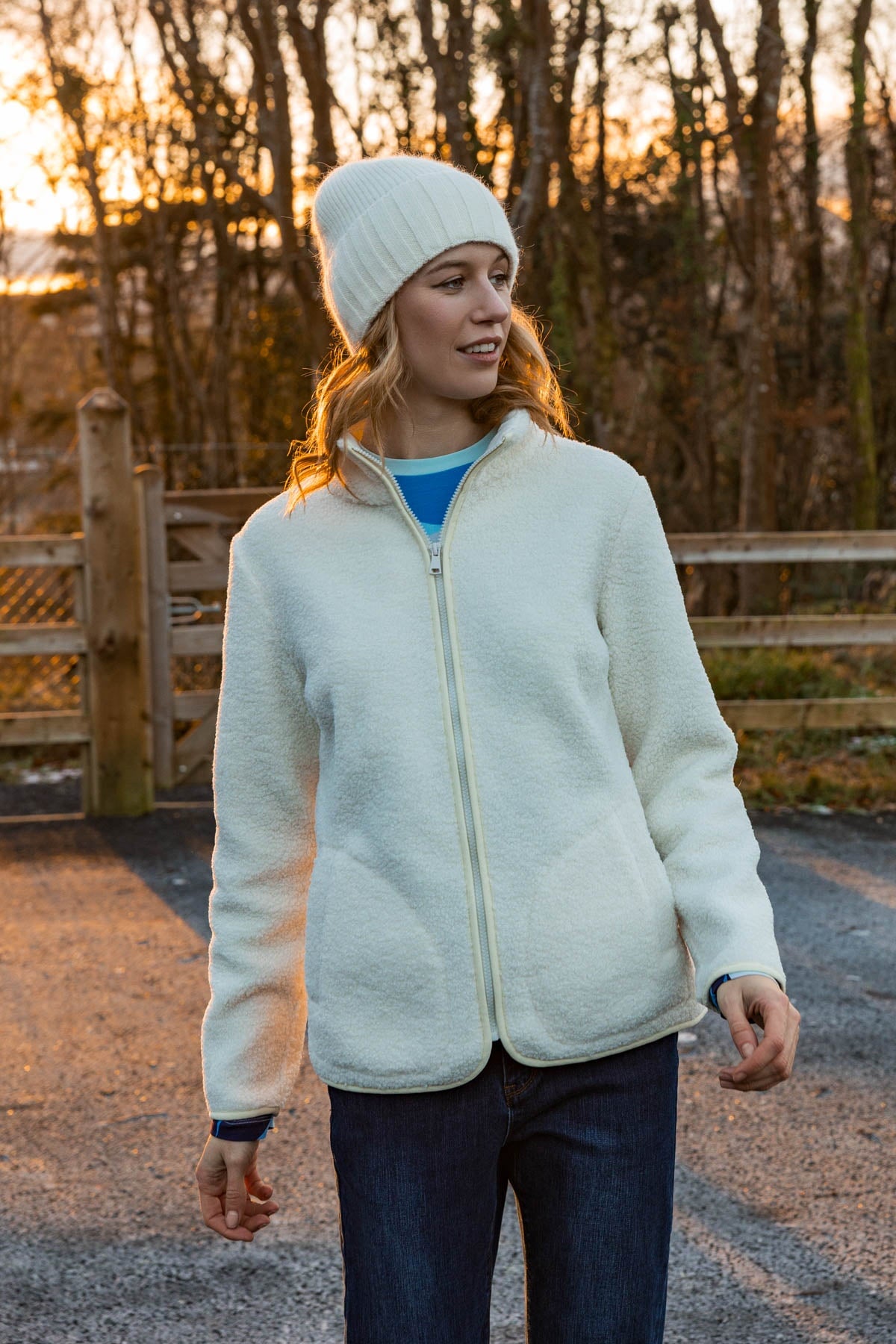 Teddy Full Zip Jacket in Ecru