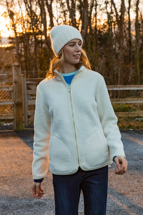 Teddy Full Zip Jacket in Ecru