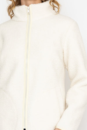 Carraig Donn Teddy Full Zip Jacket in Ecru