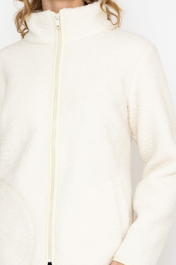 Carraig Donn Teddy Full Zip Jacket in Ecru