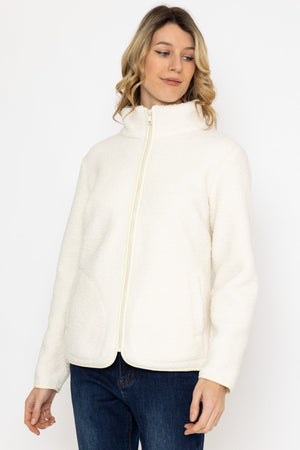 Carraig Donn Teddy Full Zip Jacket in Ecru