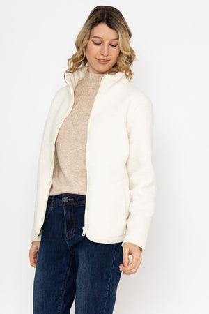 Carraig Donn Teddy Full Zip Jacket in Ecru