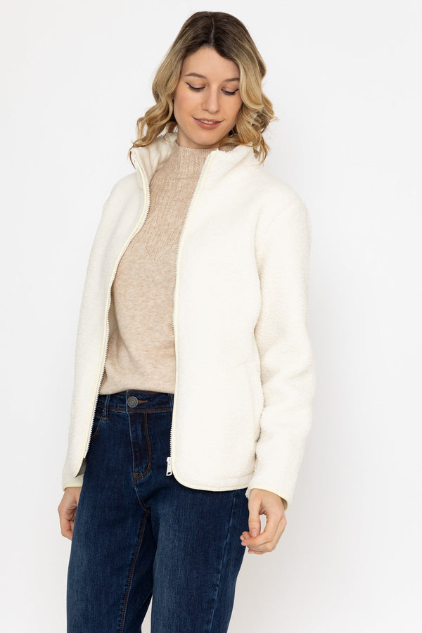 Carraig Donn Teddy Full Zip Jacket in Ecru