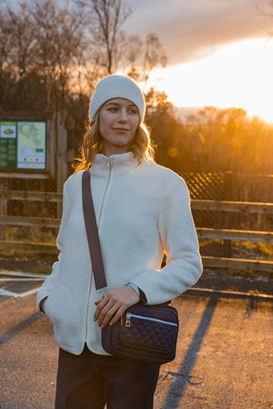 Carraig Donn Teddy Full Zip Jacket in Ecru