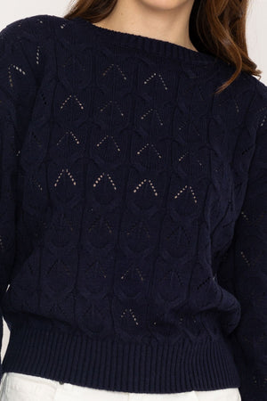 Carraig Donn Textured Crew Neck in Navy