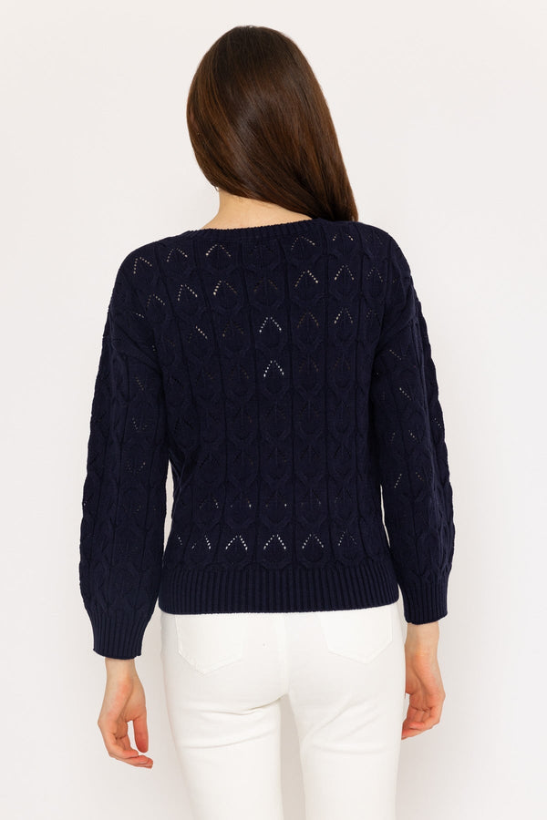 Carraig Donn Textured Crew Neck in Navy