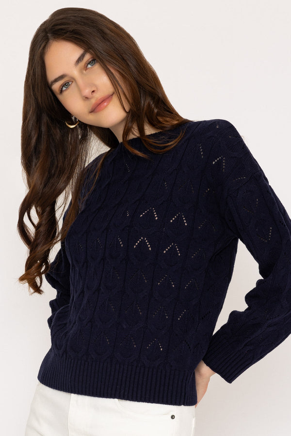 Carraig Donn Textured Crew Neck in Navy