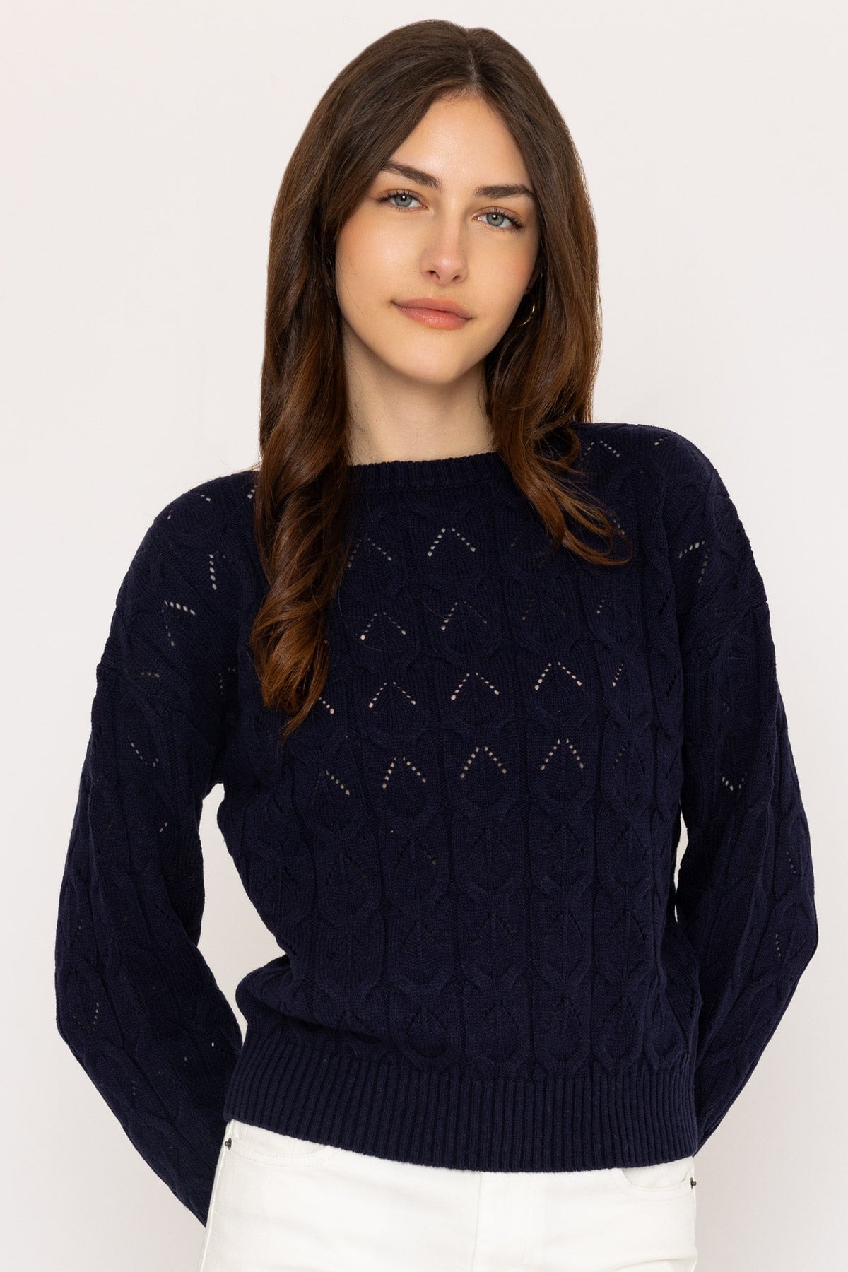 Textured Crew Neck in Navy
