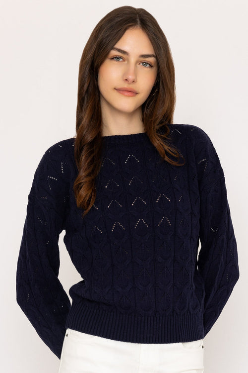 Textured Crew Neck in Navy