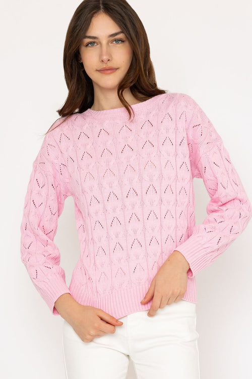 Textured Crew Neck in Pink