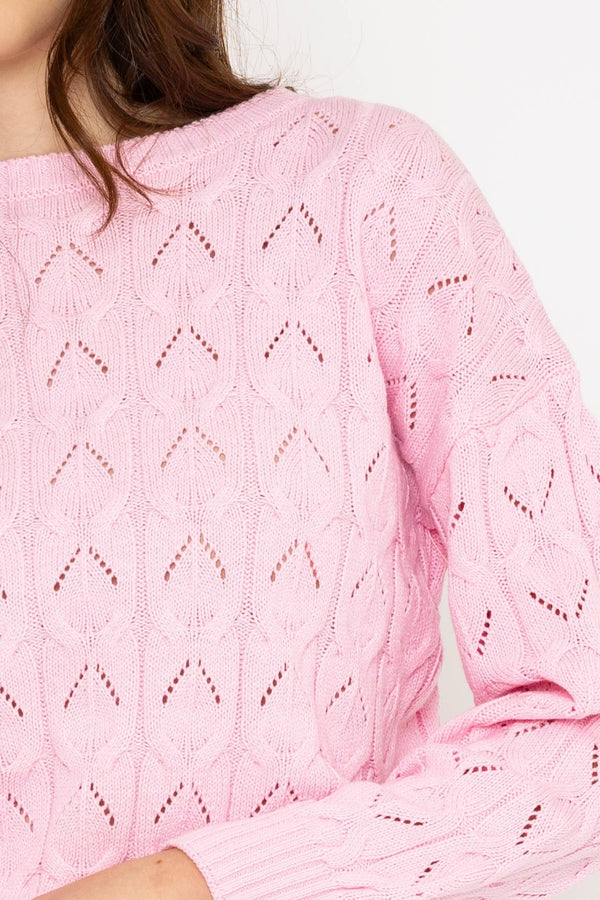 Carraig Donn Textured Crew Neck in Pink
