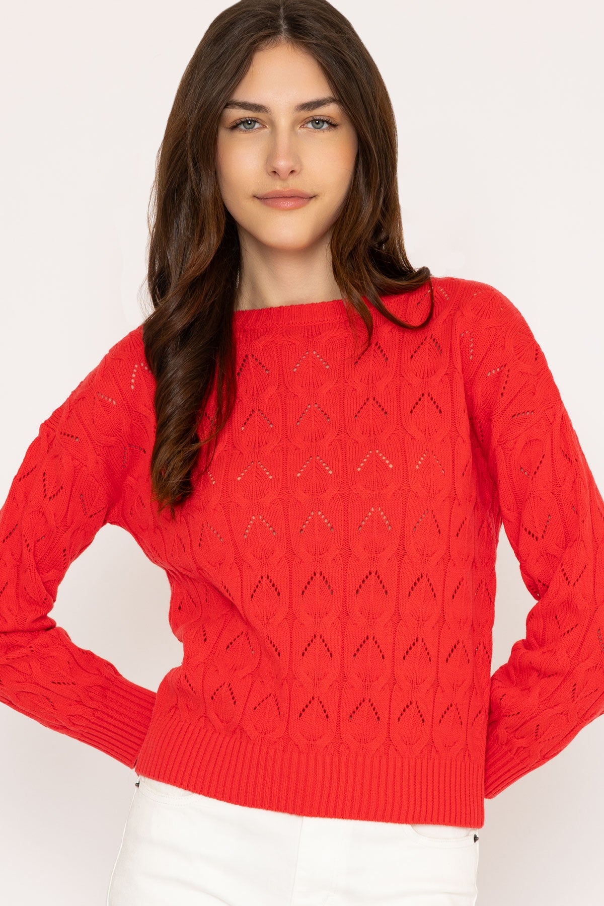 Textured Crew Neck in Red